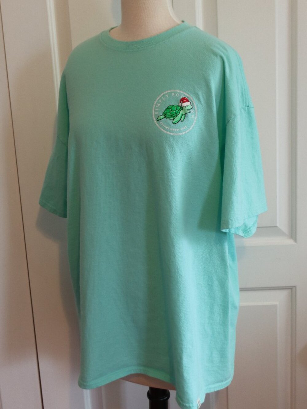 Simply Southern Mint Green Short Sleeve Tee Festive Coastal Christmas Size XL